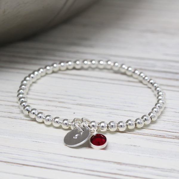 The Honour Initial Charm & Birthstone Bracelet