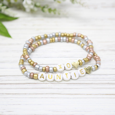 Beaded 'Personalized' Name Bracelets - Mixed tone