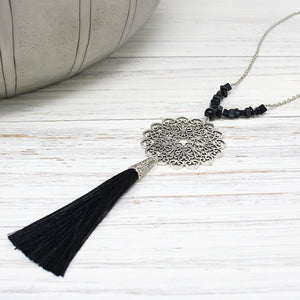 Boho Mandala Tassel Necklace