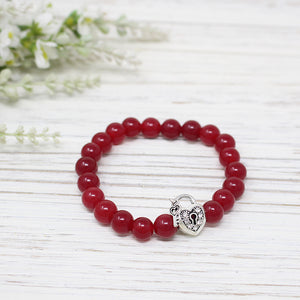 Crystal Heart and Key Stone Bracelet