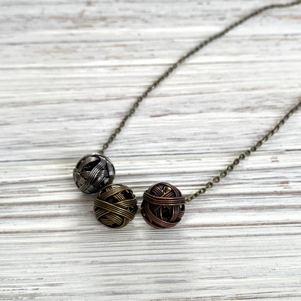 Triple Wire Ball Necklace