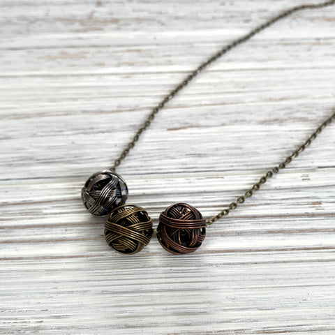Triple Wire Ball Necklace