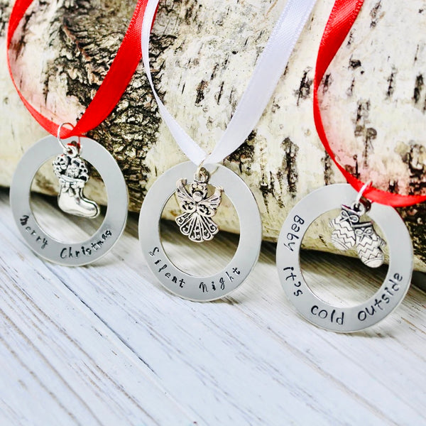 "Mittens" Christmas Ornament ~ Hand Stamped