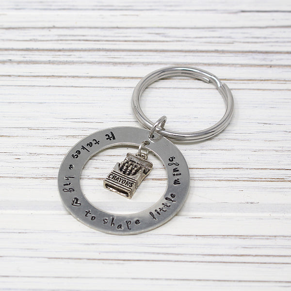 Hand Stamped Teacher Keychains