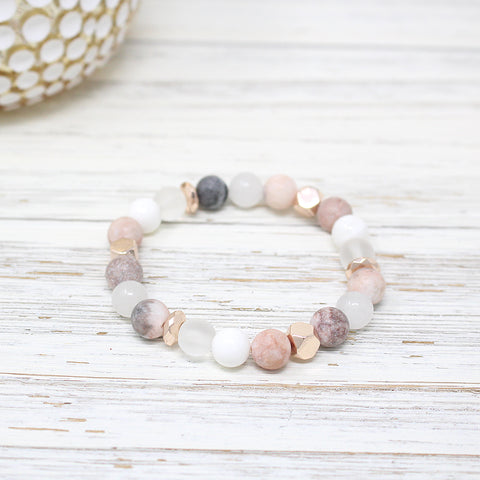 Pink Zebra and Rose Gold Bracelet