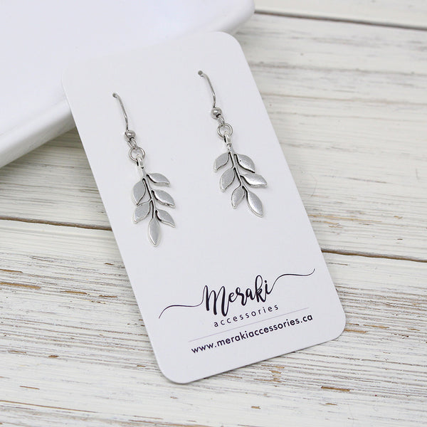 Olive Branch Leaf Earrings