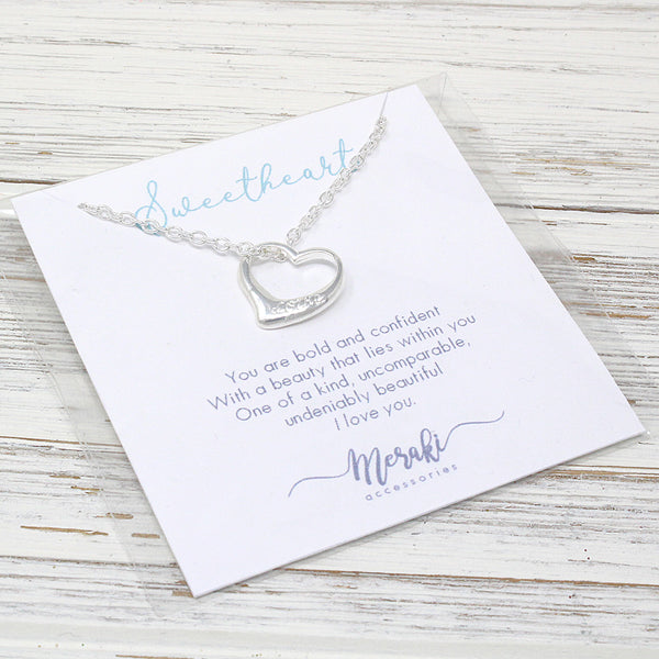 Open Heart Engraved Love Necklace