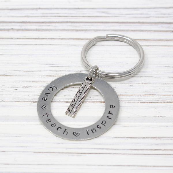 Hand Stamped Teacher Keychains