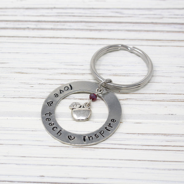Hand Stamped Teacher Keychains