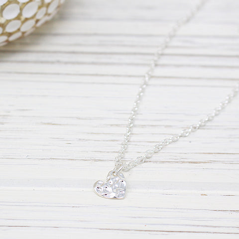 Mini Hammered Heart Necklace