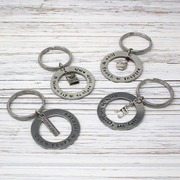 Hand Stamped Teacher Keychains